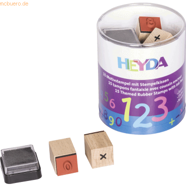 6 x Heyda Stempelset Holz Zahlen Zahlen 0-9 Sonderzeichen 1,5x1,5cm VE von Heyda