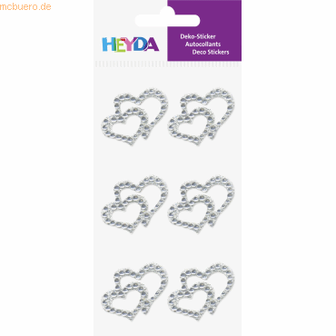 6 x Heyda Sticker-Etikett Acrylsteinen Herzen rund glasklar 6 Stück von Heyda