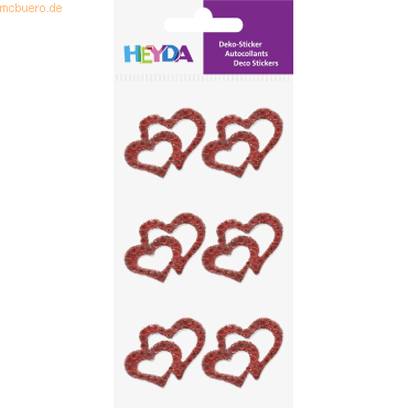 6 x Heyda Sticker-Etikett Acrylsteinen Herzen rund rot 6 Stück von Heyda