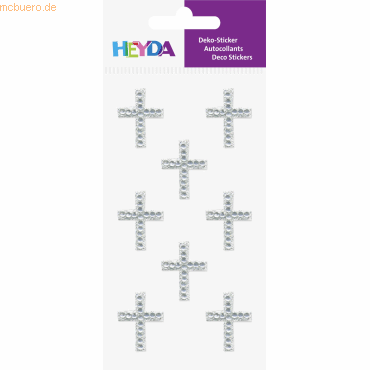 6 x Heyda Sticker-Etikett Acrylsteinen Kreuze rund glasklar 8 Stück von Heyda
