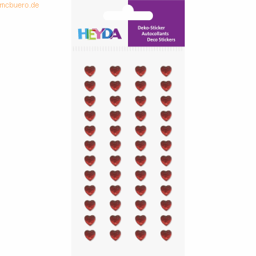 6 x Heyda Sticker-Etikett Acrylsteinen Miniherz rund rot 48 Stück von Heyda