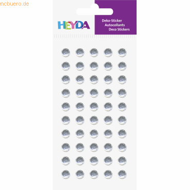 6 x Heyda Sticker-Etikett Acrylsteinen Strass rund glasklar 50 Stück von Heyda