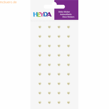 6 x Heyda Sticker-Etikett Acrylsteinen klein Herz perlmutt 36 Stück von Heyda