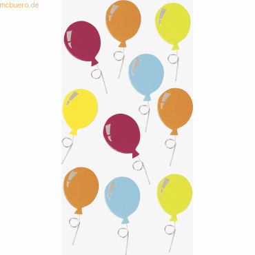 6 x Heyda Sticker-Etikett Ballons 9 Stück 4-farbig von Heyda