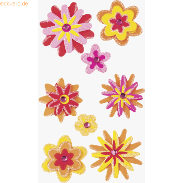 6 x Heyda Sticker-Etikett Blumen Mix 11 Stück 4-farbig von Heyda