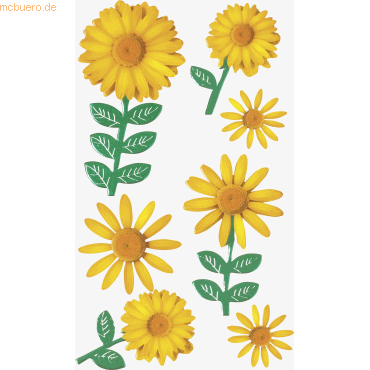 6 x Heyda Sticker-Etikett Blumen gelb 6 Stück 4-farbig von Heyda