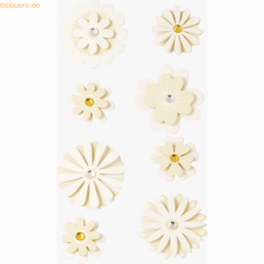 6 x Heyda Sticker-Etikett Blumen weiß 8 Stück 4-farbig von Heyda