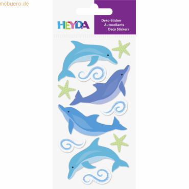 6 x Heyda Sticker-Etikett Delfine 11 Stück bunt von Heyda