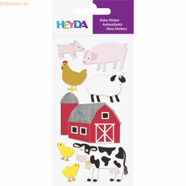 6 x Heyda Sticker-Etikett Farmtiere 8 Stück bunt von Heyda