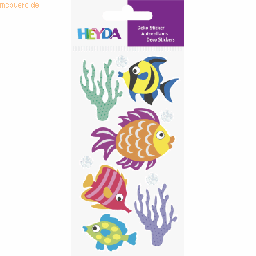 6 x Heyda Sticker-Etikett Fische 6 Stück bunt von Heyda