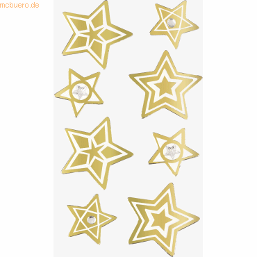 6 x Heyda Sticker-Etikett Goldsterne 8 Stück bunt von Heyda