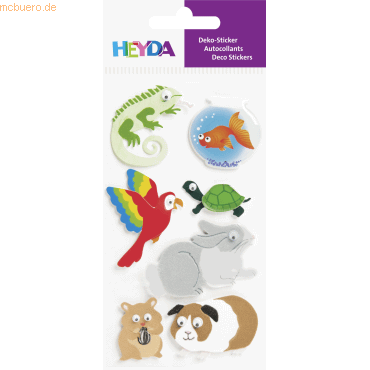 6 x Heyda Sticker-Etikett Haustiere 7 Stück 4-farbig von Heyda