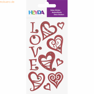 6 x Heyda Sticker-Etikett Herzen 8 Stück bunt von Heyda