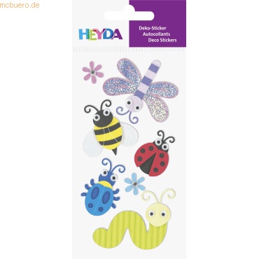 6 x Heyda Sticker-Etikett Insekten 6 Stück bunt von Heyda