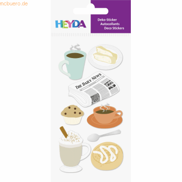 6 x Heyda Sticker-Etikett Kaffee 7 Stück bunt von Heyda