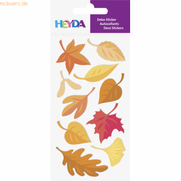 6 x Heyda Sticker-Etikett Laub 10 Stück bunt von Heyda