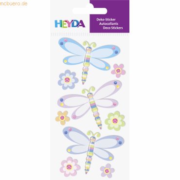 6 x Heyda Sticker-Etikett Libellen 9 Stück bunt von Heyda