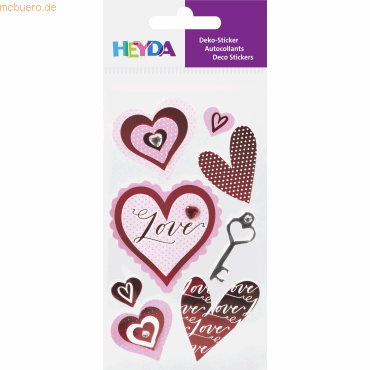 6 x Heyda Sticker-Etikett Love 8 Stück 4-farbig von Heyda