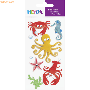 6 x Heyda Sticker-Etikett Meerestiere 6 Stück 4-farbig von Heyda