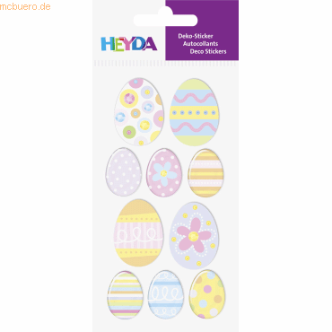 6 x Heyda Sticker-Etikett Ostereier 10 Stück bunt von Heyda