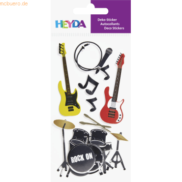 6 x Heyda Sticker-Etikett Rock Band 6 Stück 4-farbig von Heyda