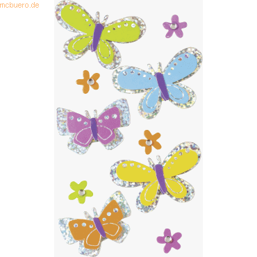 6 x Heyda Sticker-Etikett Schmetterlinge 10 Stück bunt von Heyda