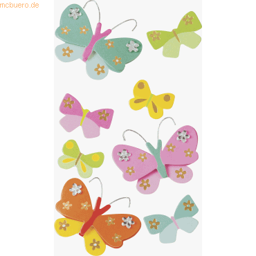 6 x Heyda Sticker-Etikett Schmetterlinge mit Strass 8 Stück 4-farbig 1 von Heyda