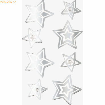 6 x Heyda Sticker-Etikett Silbersterne 8 Stück bunt von Heyda