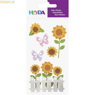 6 x Heyda Sticker-Etikett Sonnenblumen 5 Stück bunt von Heyda