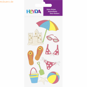 6 x Heyda Sticker-Etikett Strand 10 Stück bunt von Heyda