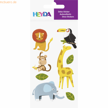 6 x Heyda Sticker-Etikett Zootiere 8 Stück 4-farbig von Heyda