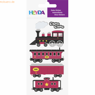 6 x Heyda Sticker-Etikett Zug 5 Stück bunt von Heyda