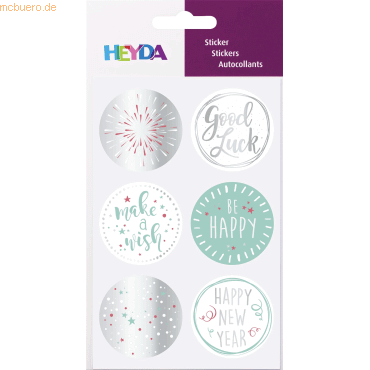 6 x Heyda Sticker Good Luck silber von Heyda