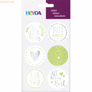 6 x Heyda Sticker Married rund grün von Heyda