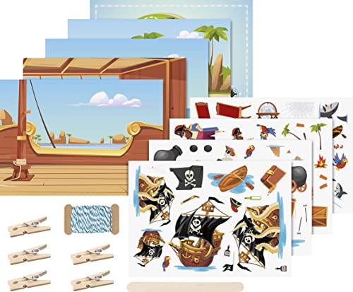Heyda Rubbelsticker Karten-Set „Pirat“ 16 x 12 x 2 cm Mehrfarbig von Heyda