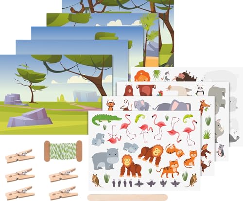 Heyda Rubbelsticker Karten-Set „Zootiere“ | 160×120 mm, bunt von Heyda