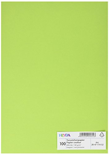 Heyda 204711452 Tonpapier DIN (A4, 130 g qm, 100 Blatt) maigrün von Heyda