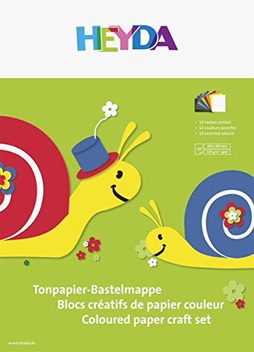 Heyda 204773206 Tonpapier-Bastelmappe (25 cm x 35 cm, 10 Farben, VE=20 Mappen) sortiert von Heyda