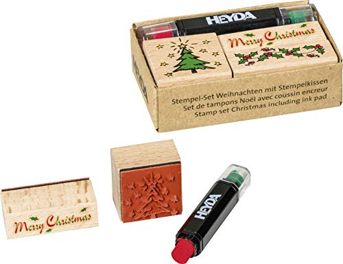 Heyda 204888481 Heyda 204888481 Stempel-Set (Merry Christmas) Setgröße: 8 x 4,5 x 2,5 cm, 3 Holz-Stempel von Heyda