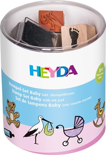 Heyda 204888485 Heyda 204888485 Stempel-Dose (Baby) Motivgröße: ca. 1,5 x 1,5 cm, 15 Holz-Stempel von Heyda