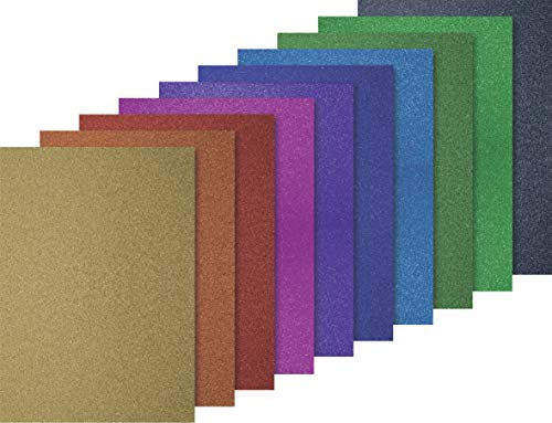 Heyda Glitterkarton Sortiment Basic, A4, 10 Blatt, Basisfarben intensiv von Heyda
