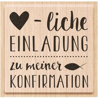 Holzstempel "Herzliche Einladung Konfirmation" von Beige