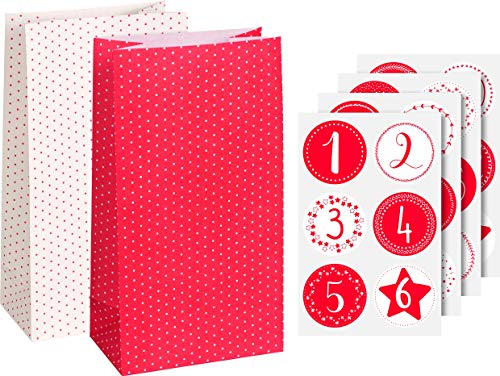Maxi-Adventskalender-Set Pünktchen 24x13 cm mit 24 Papiertüten Maxi-Adventskalender-Set Pünktchen 24x13 cm mit 24 Papiertüten von Heyda