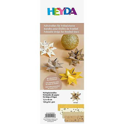 Papierstreifen-Set Fröbelsterne, gold-creme, 96 Streifen von Heyda