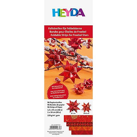 Papierstreifen-Set Fröbelsterne, rot-gold, 96 Streifen von Heyda