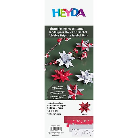 Papierstreifen-Set Fröbelsterne, rot-silber, 96 Streifen von Heyda