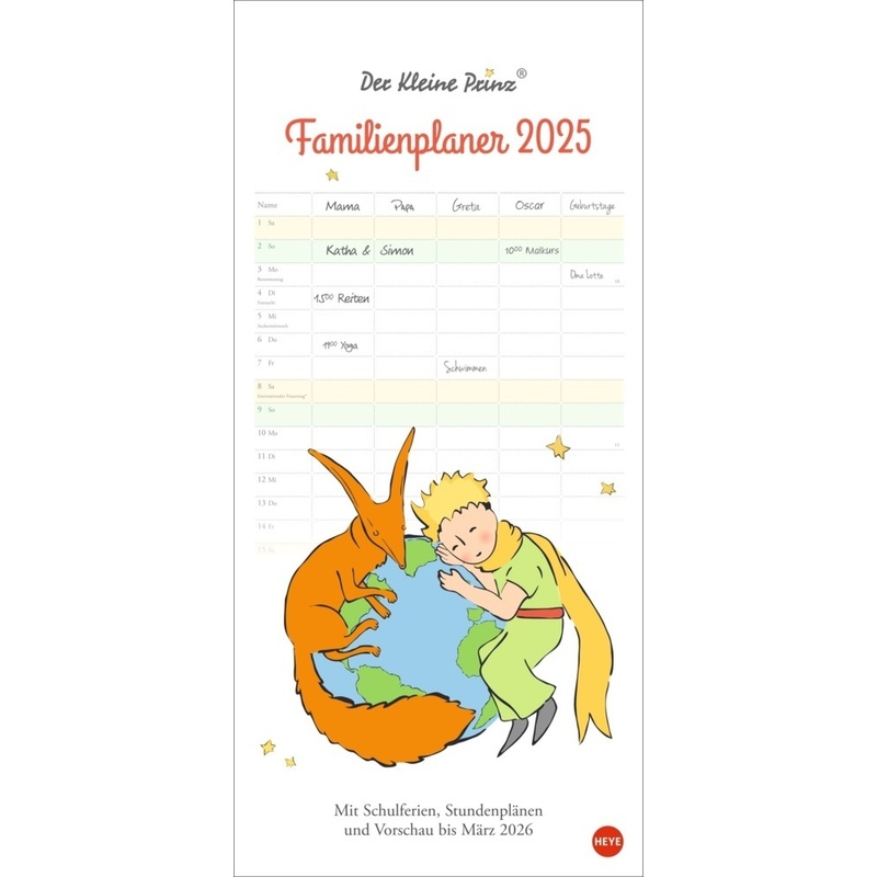 Der Kleine Prinz Familienplaner 2025 von Heye