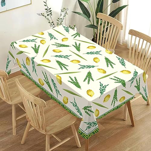 Heyfary Happy Sukkot Tischdecke, jüdische Feiertage, Party-Dekoration, Sukkah Etrog Lulav Zuhause, Küche, Esszimmer, Tischdecke, Dekor-152,4 x 213,3 cm Heyfary Happy Sukkot Tischdecke, jüdische Feiertage, Party-Dekoration, Sukkah Etrog Lulav Zuhause, Küche, Esszimmer, Tischdecke, Dekor-152,4 x 213,3 cm von Heyfary