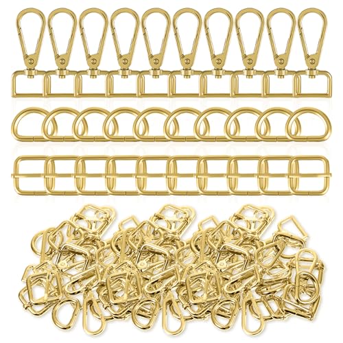 Karabinerhaken aus Metall, drehbar, D-Ringe, Geldbörsen-Hardware für Taschen, Geldbörsenriemen, Hardware, Push-Tor, Karabinerhaken für Bastelarbeiten, Schlüsselanhänger, Geldbörse, Handtasche, 30 von Heygueo