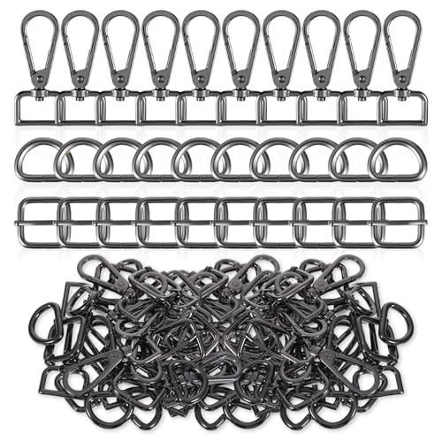 Karabinerhaken aus Metall, drehbar, D-Ringe, Geldbörsen-Hardware für Taschen, Geldbörsenriemen, Hardware, Push-Tor, Karabinerhaken für Bastelarbeiten, Schlüsselanhänger, Geldbörse, Handtasche, Schwarz von Heygueo